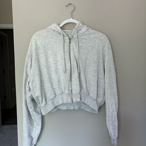Grey crop zip up